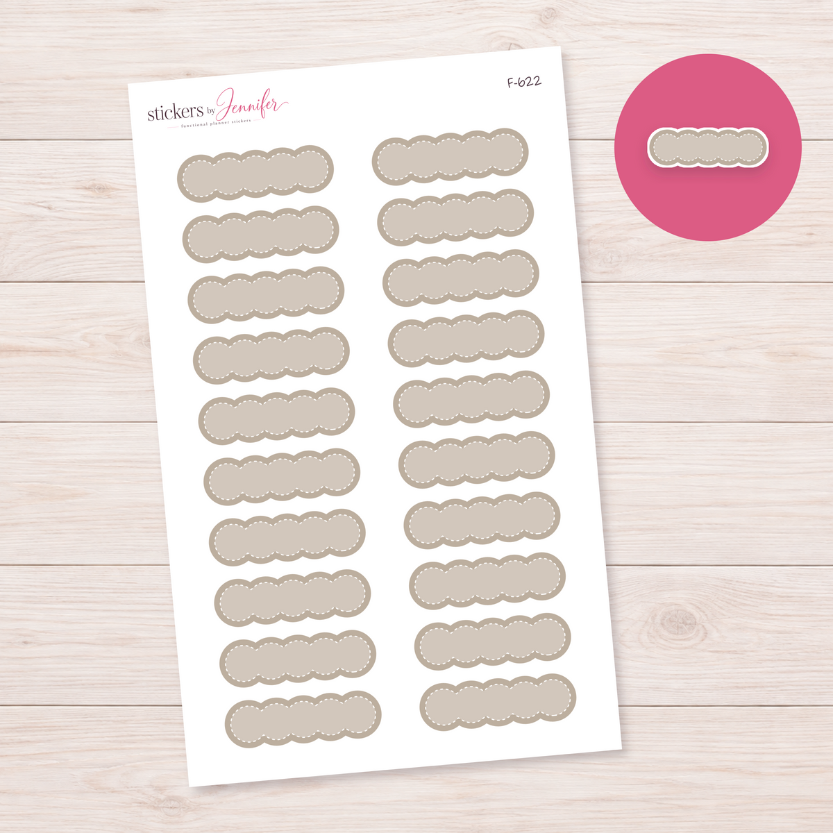 Taupe Scalloped Label Planner Stickers | F-622