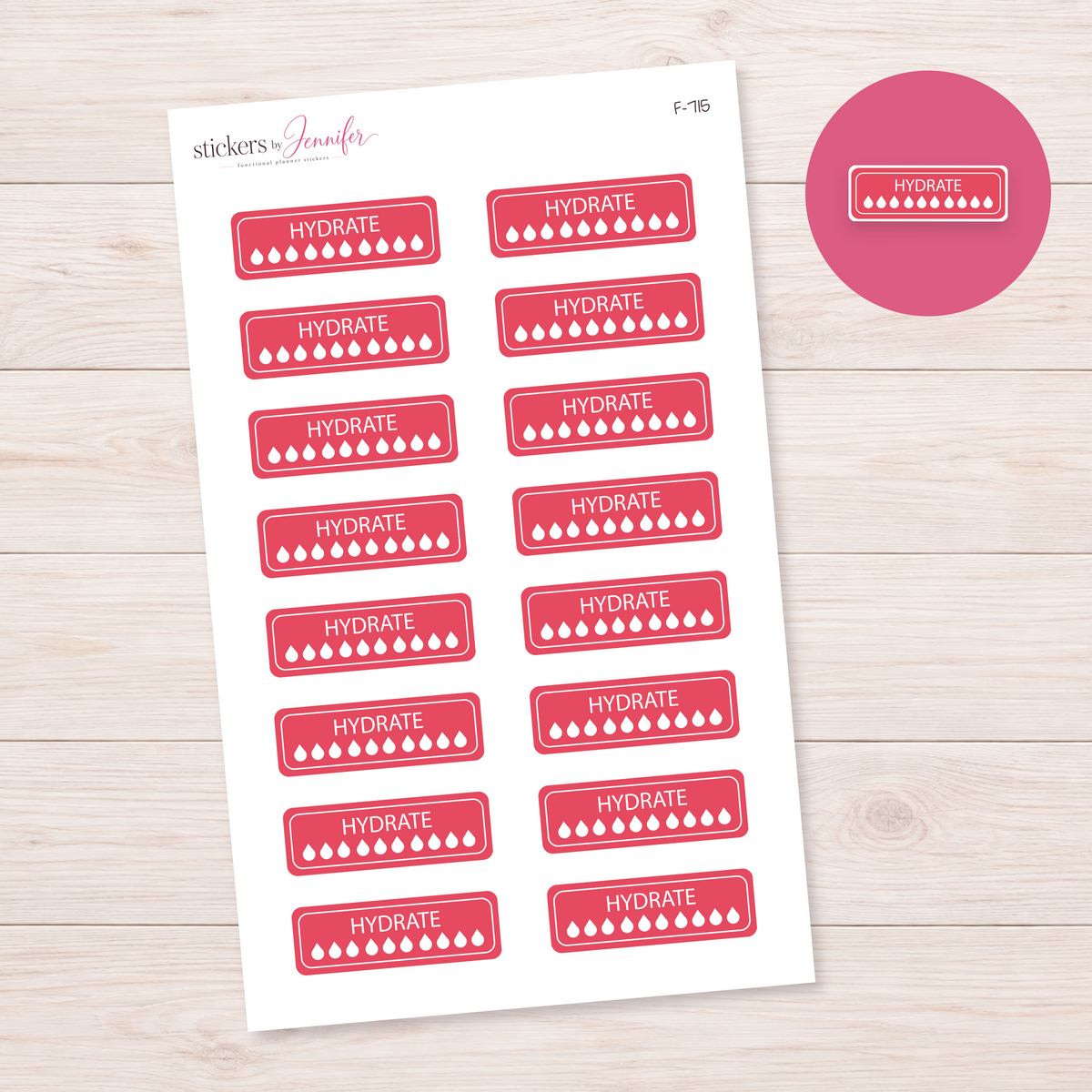 Rose Hydration Tracker Planner Stickers | F-715