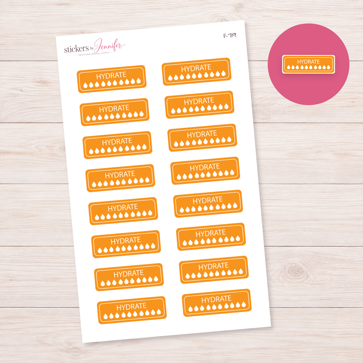 Orange Hydration Tracker Planner Stickers | F-719