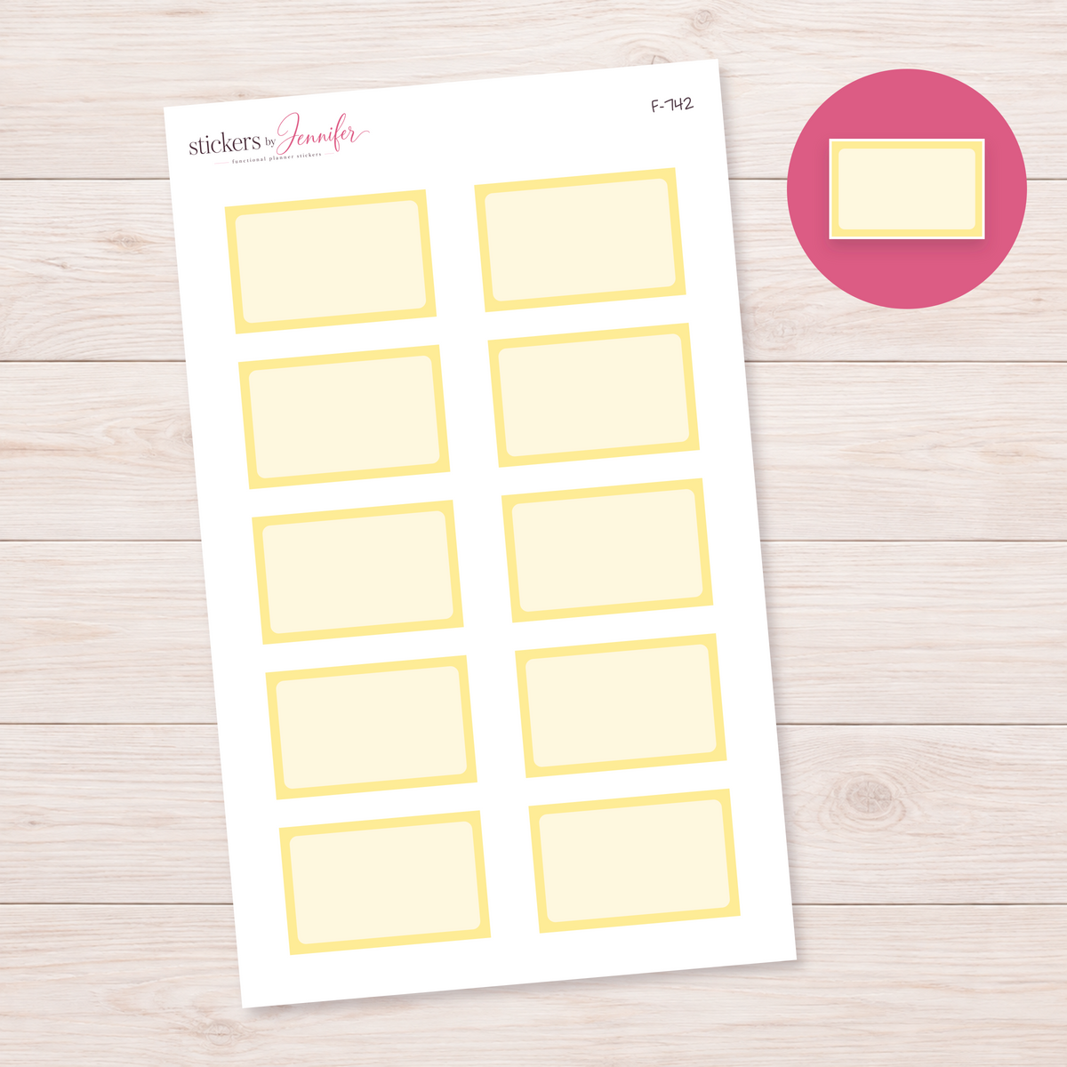 Yellow Half-Box Label Planner Stickers | F-742