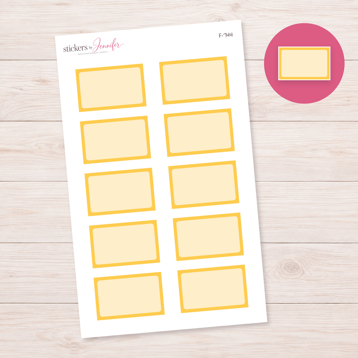Yellow Framed Planner Box Planner Stickers | F-744