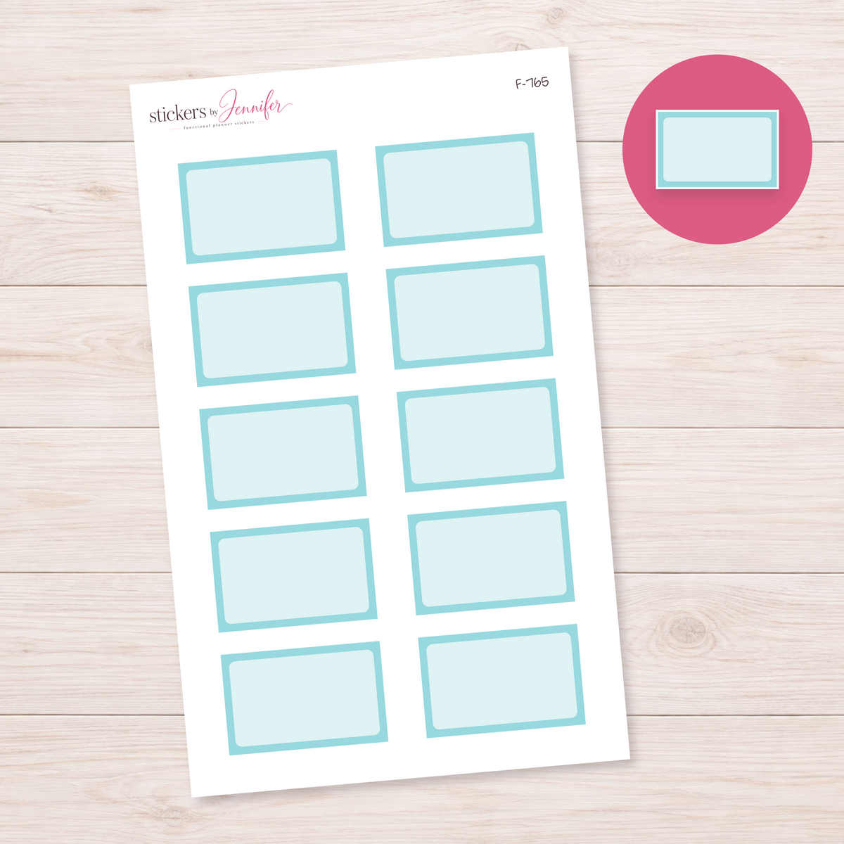 Aqua Framed Planner Box Planner Stickers | F-765