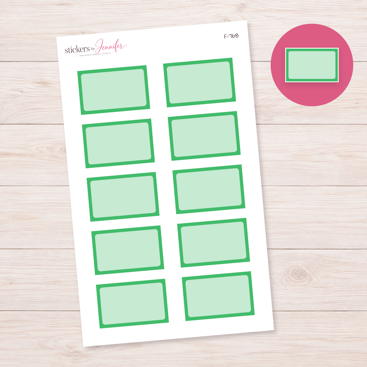 Green Framed Planner Box Planner Stickers | F-768