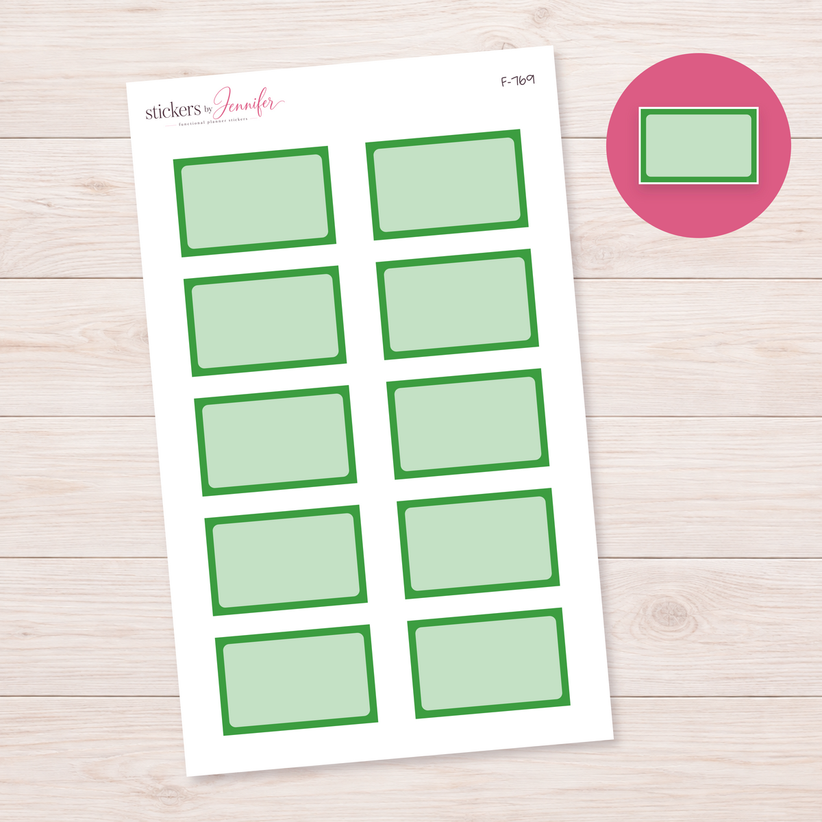 Forest Green Framed Planner Box Planner Stickers | F-769