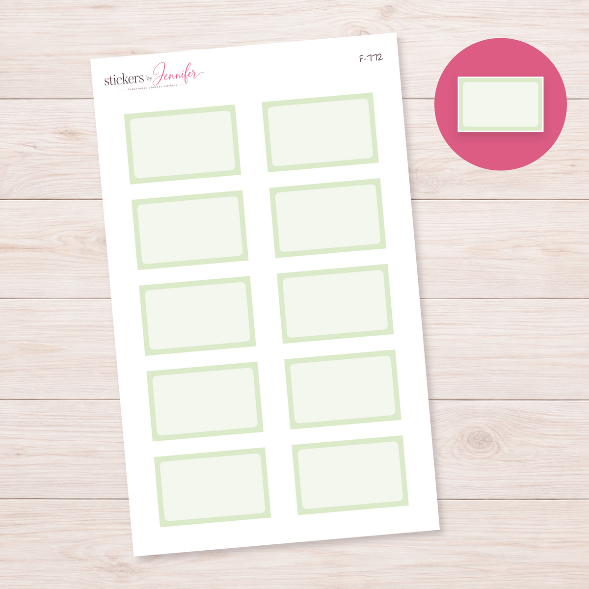 Pale Green Label Planner Stickers | F-772