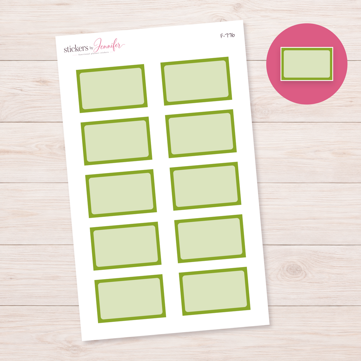 Olive Framed Planner Box Planner Stickers | F-776