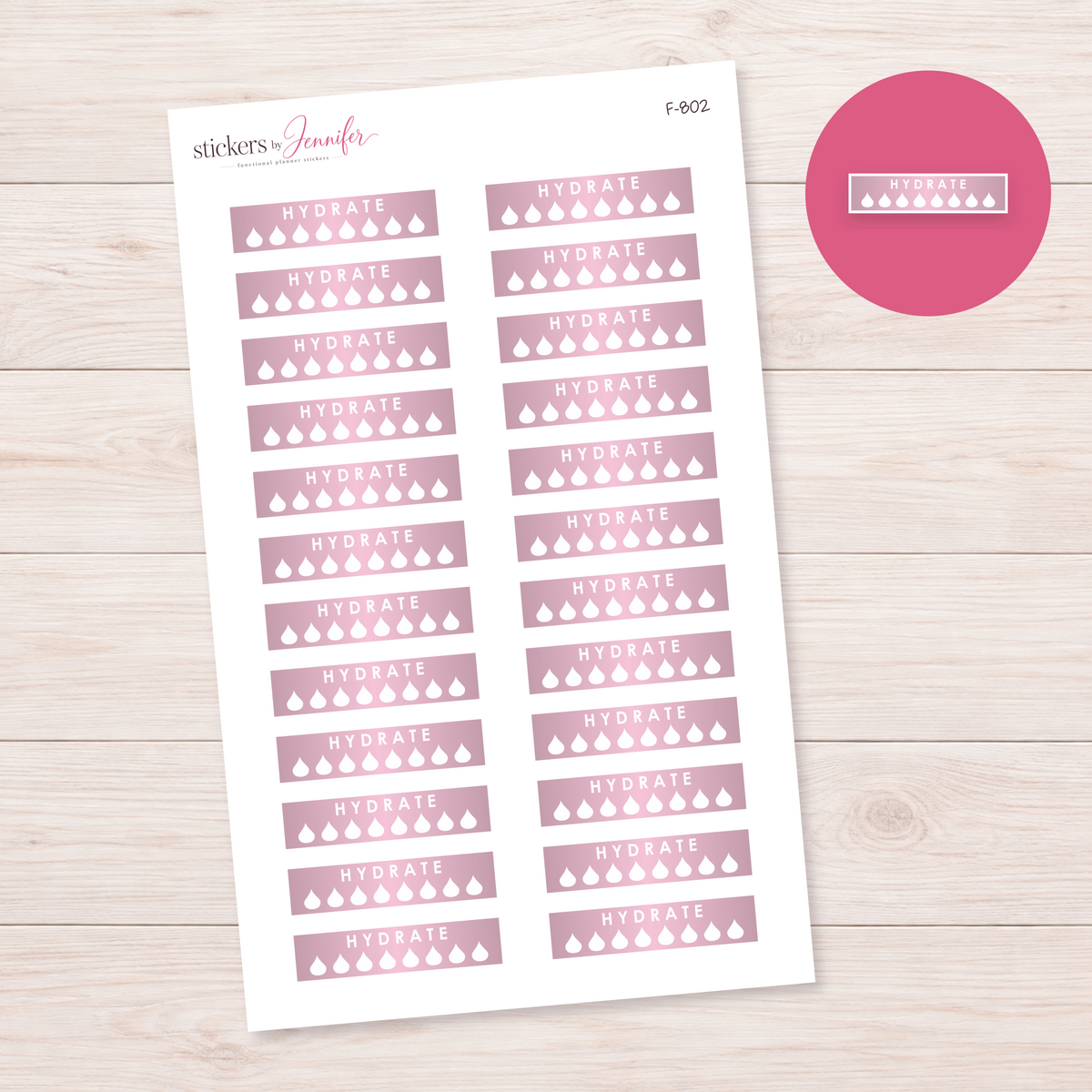 Pink Hydration Tracker Planner Stickers | F-802