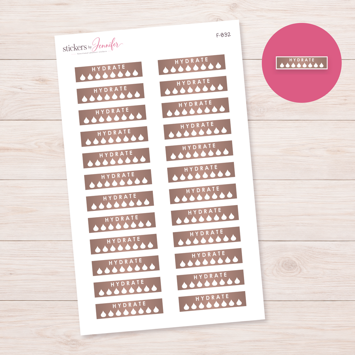 Warm Brown Hydration Tracker Planner Stickers | F-832