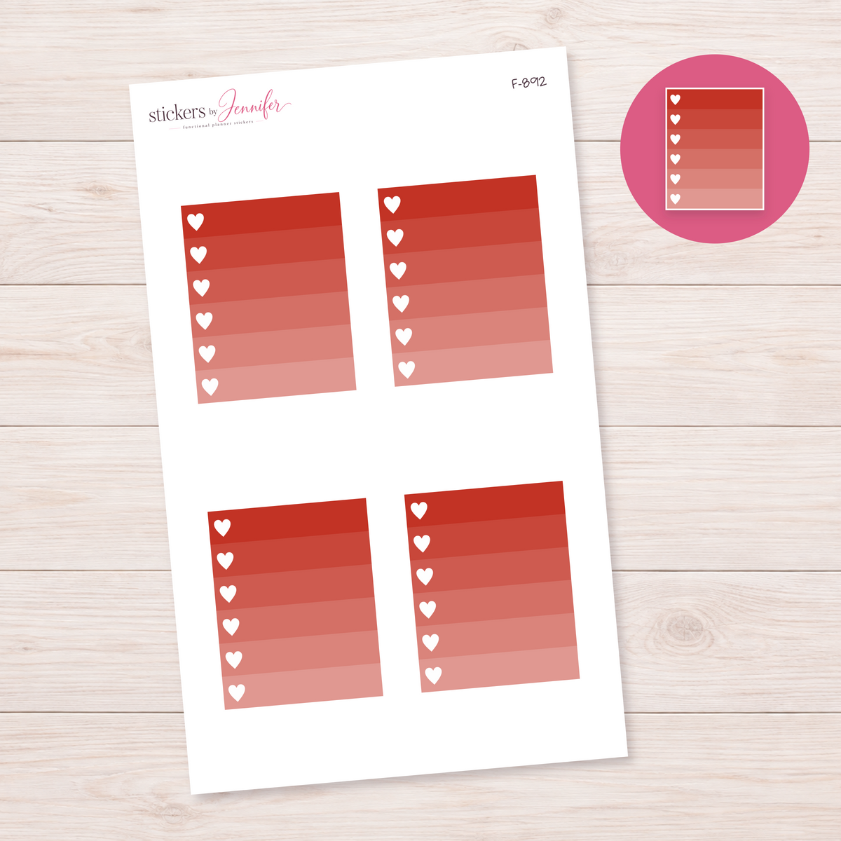 Red Heart Checklist Planner Stickers | F-892