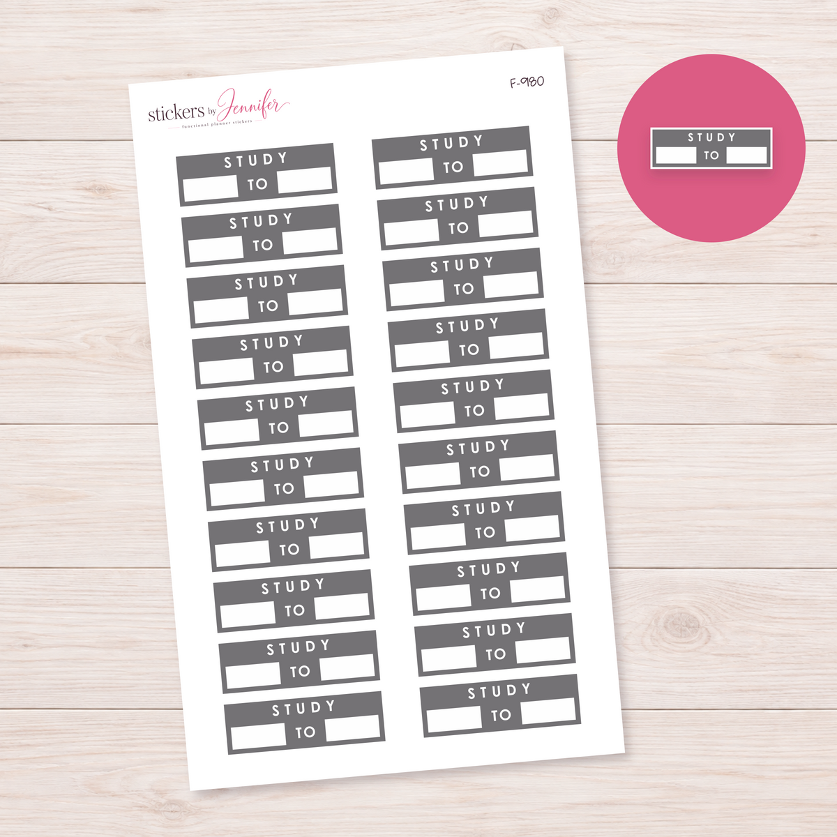 Light Gray Study Time Label Planner Stickers | F-980