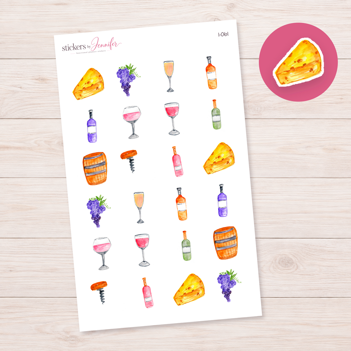 Watercolor Cheese Wedge Planner Stickers | I-061