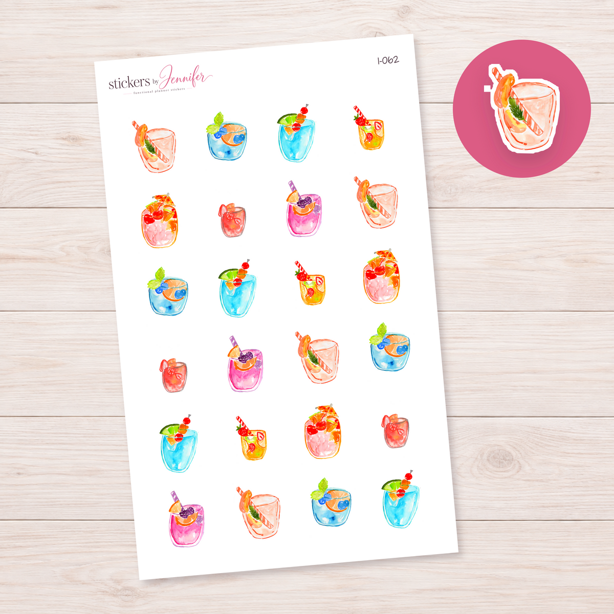 Citrus Glass Drink Planner Stickers | I-062