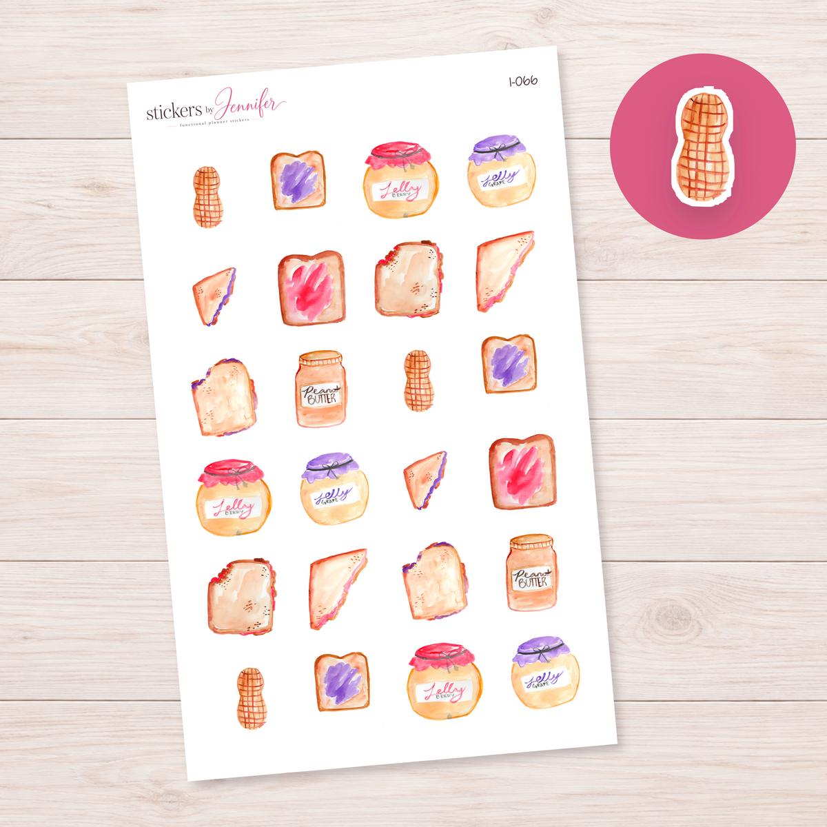Watercolor Peanut Planner Stickers | I-066