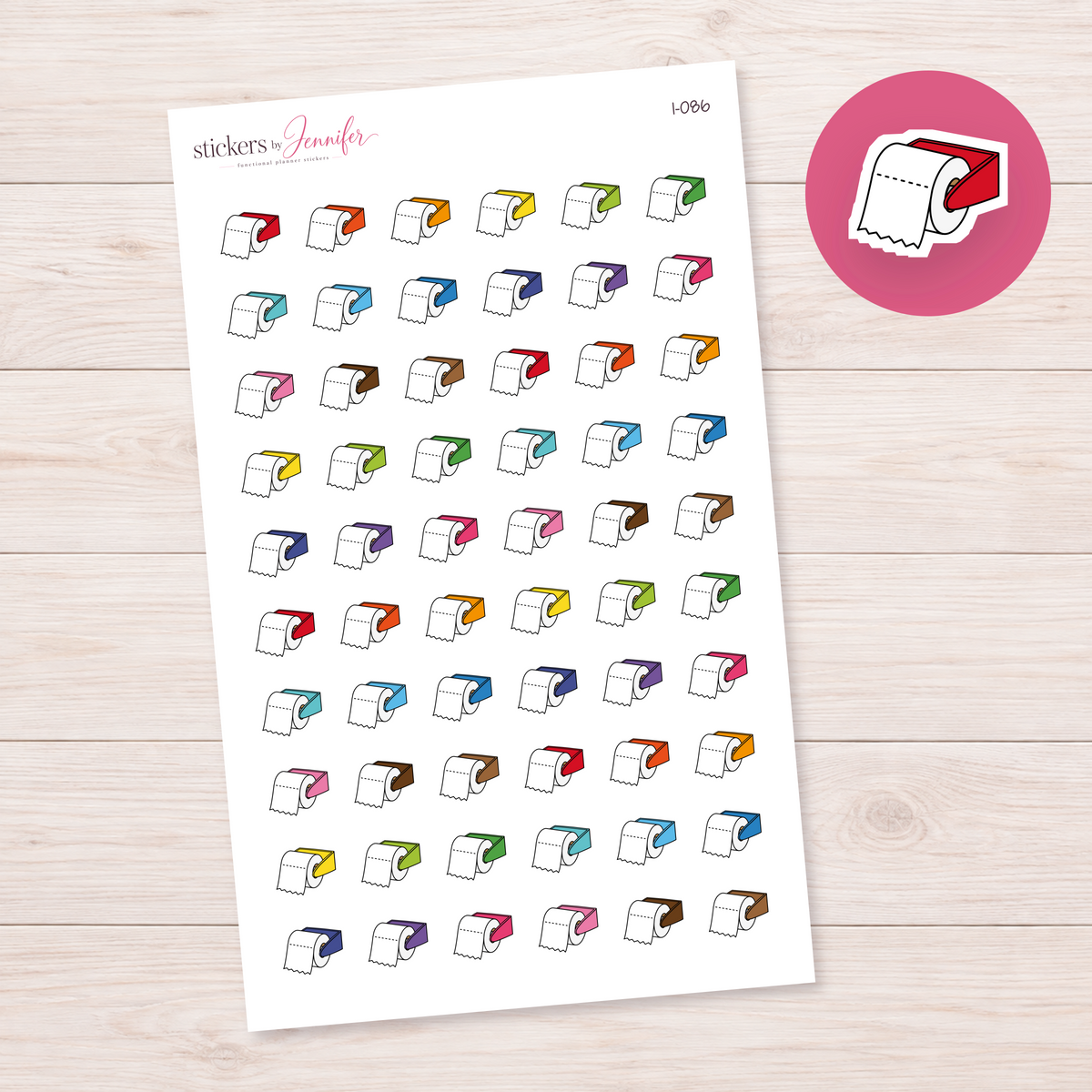 Red Toilet Paper Holder Planner Stickers | I-086