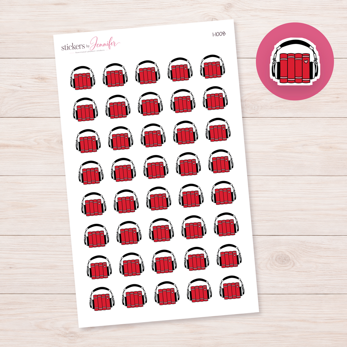 Red Audiobook Icon Planner Stickers | I-1008