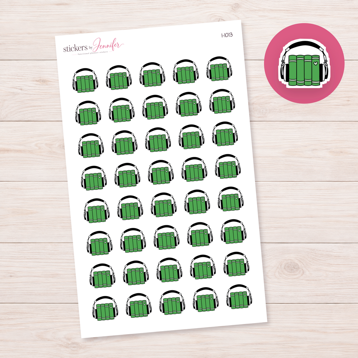 Green Audiobooks Planner Stickers | I-1013