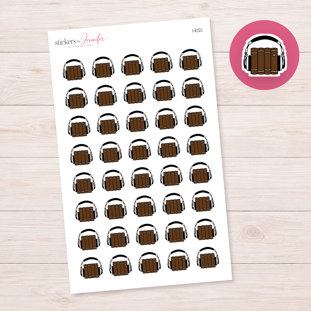 Dark Brown Audiobook Books Planner Stickers | I-1021