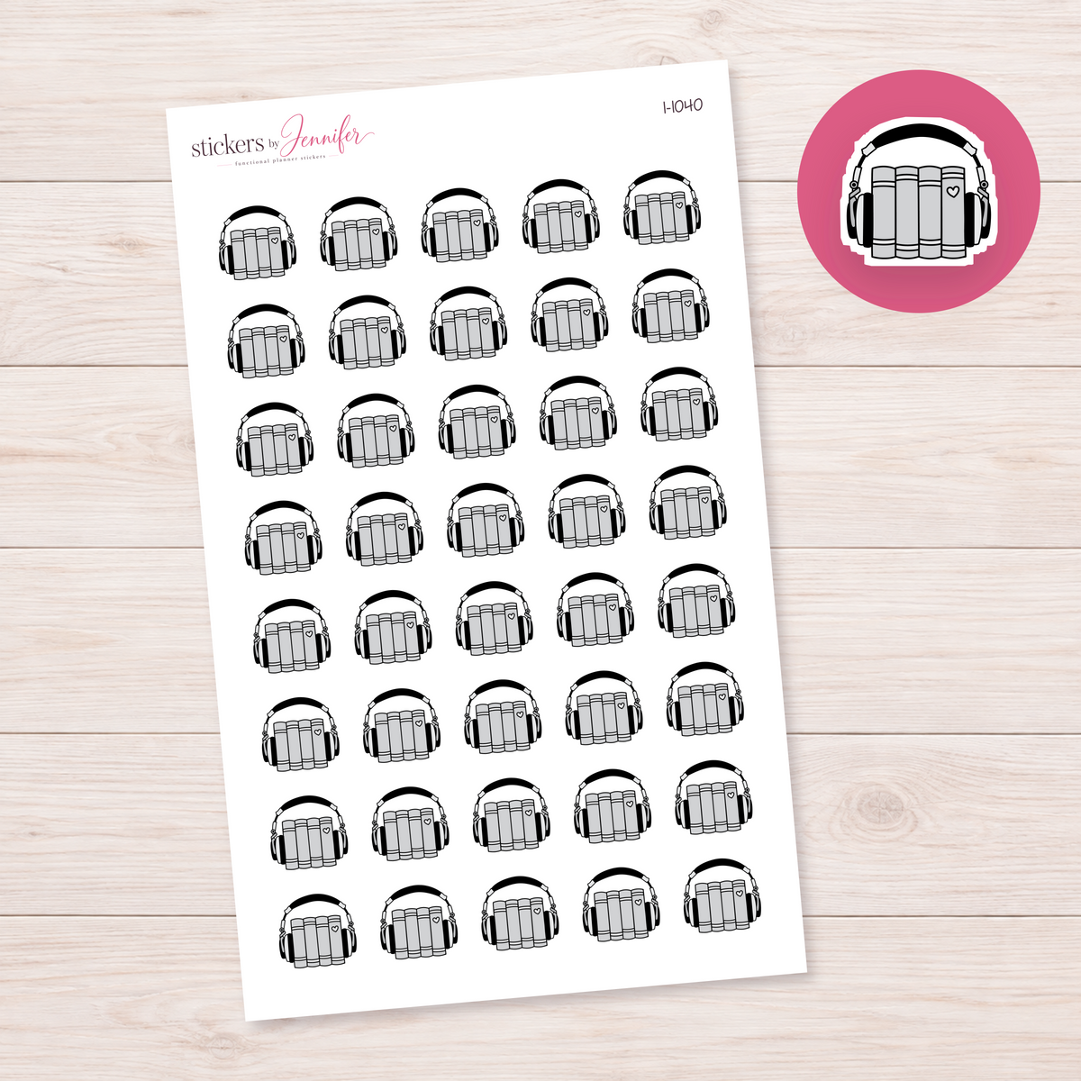 Silver Audiobooks Planner Stickers | I-1040