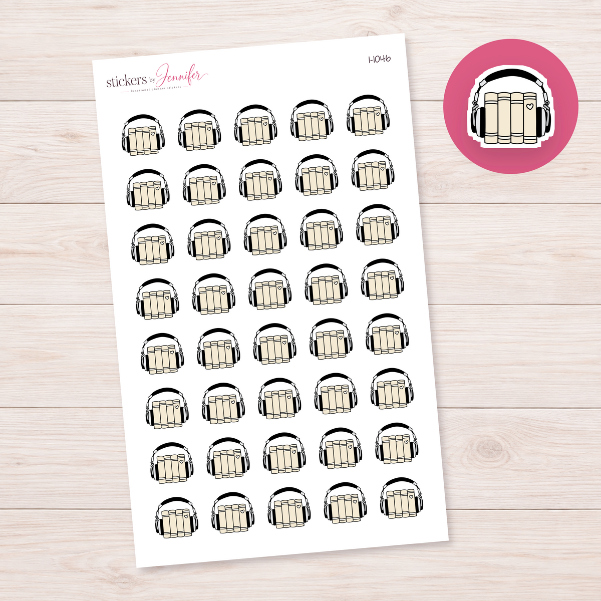 Cream Audiobooks Planner Stickers | I-1046
