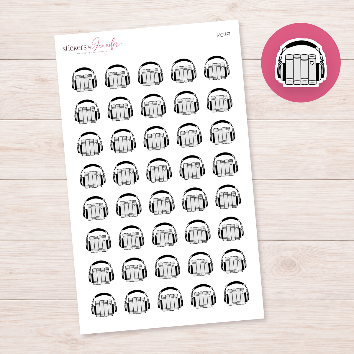 Gray Audiobooks Planner Stickers | I-1049