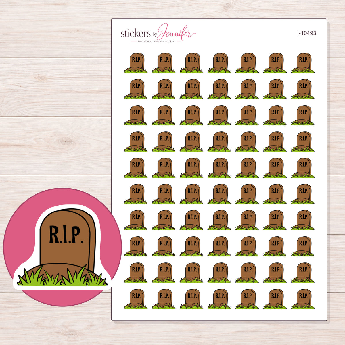 I-10493 planner sticker sheet with enlarged sticker detail