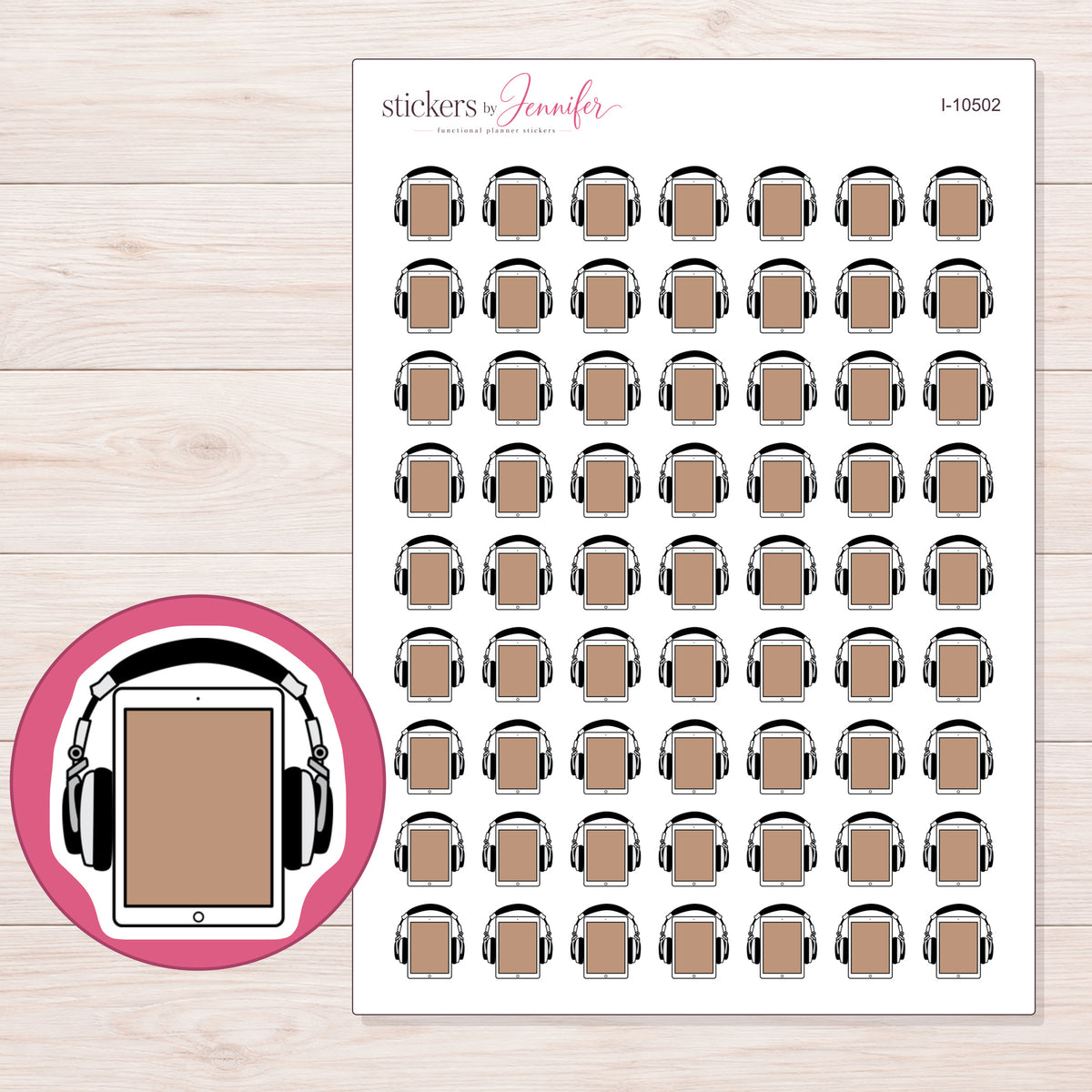I-10502 planner sticker sheet with enlarged sticker detail
