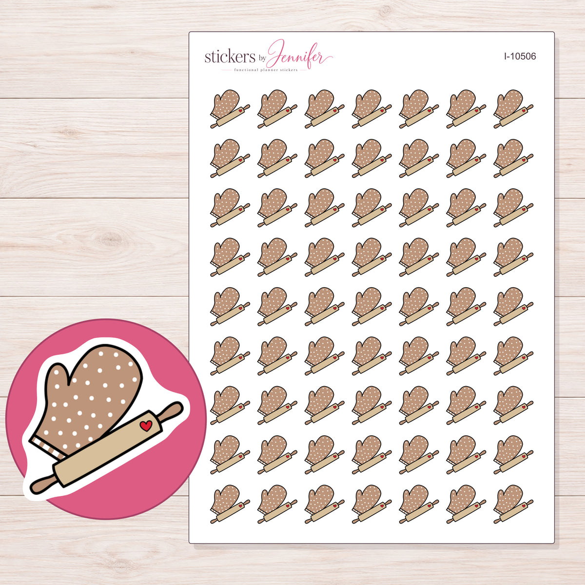 I-10506 planner sticker sheet with enlarged sticker detail