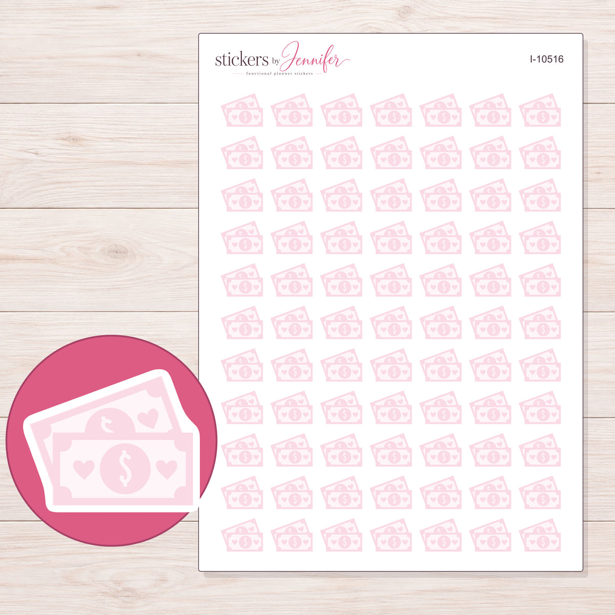 I-10516 planner sticker sheet with enlarged sticker detail