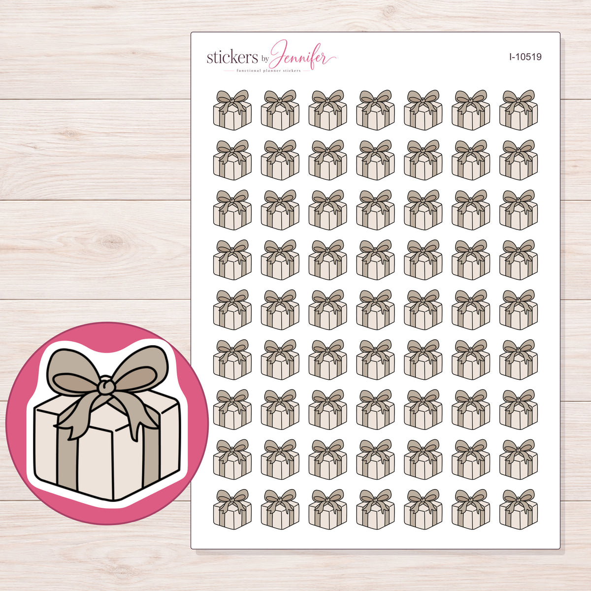I-10519 planner sticker sheet with enlarged sticker detail