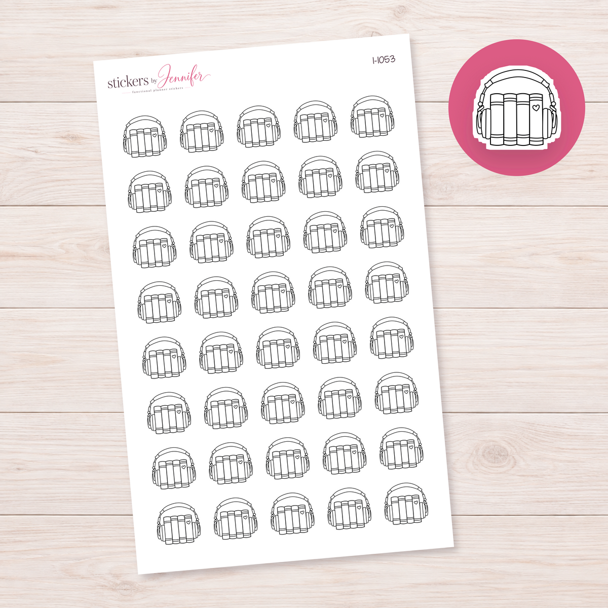 Outline Audiobook Books Planner Stickers | I-1053