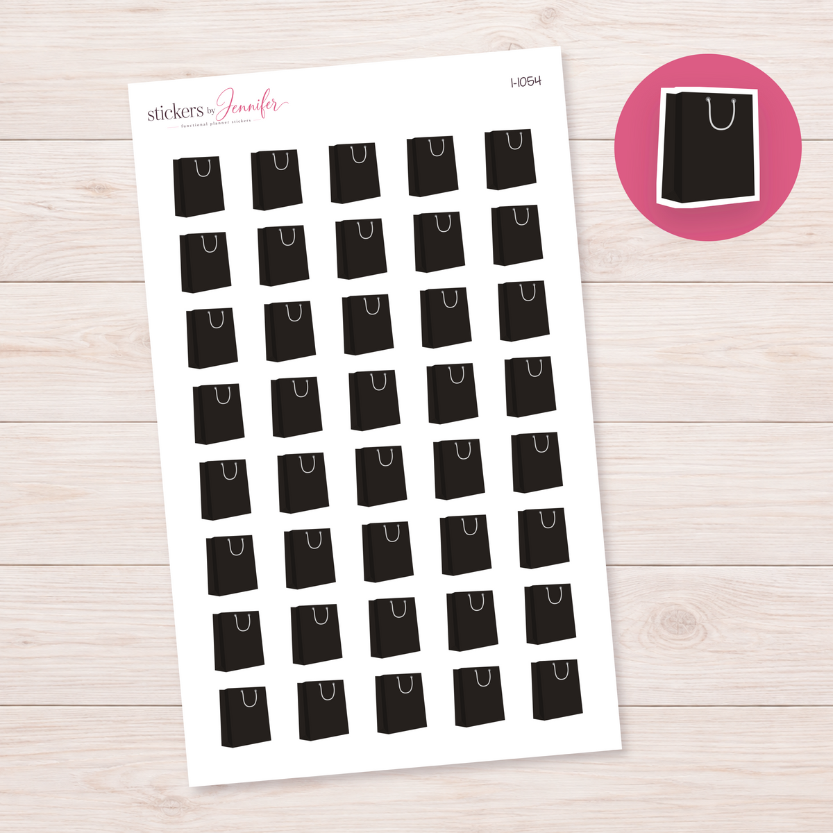 Black Shopping Bag Planner Stickers | I-1054