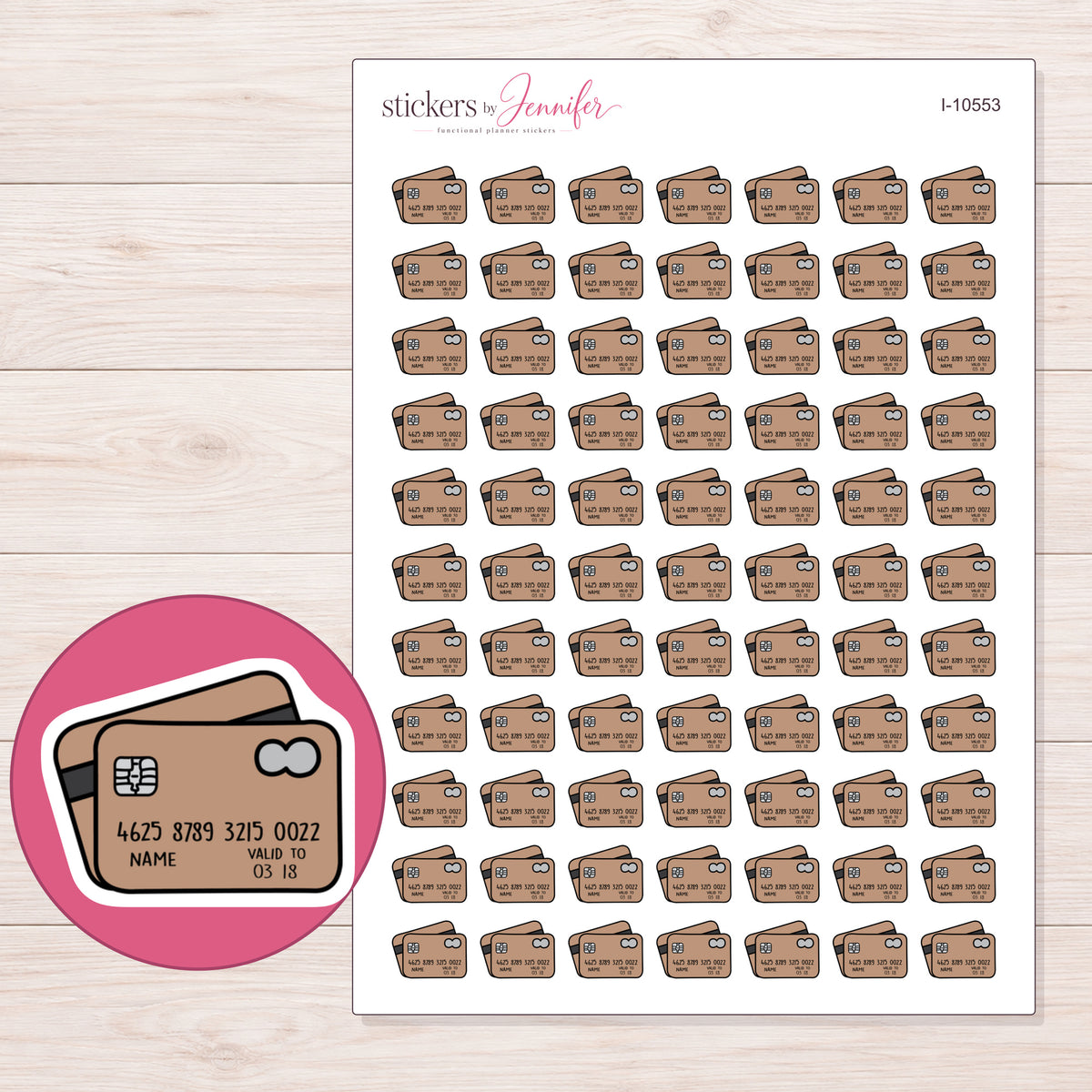 I-10553 planner sticker sheet with enlarged sticker detail