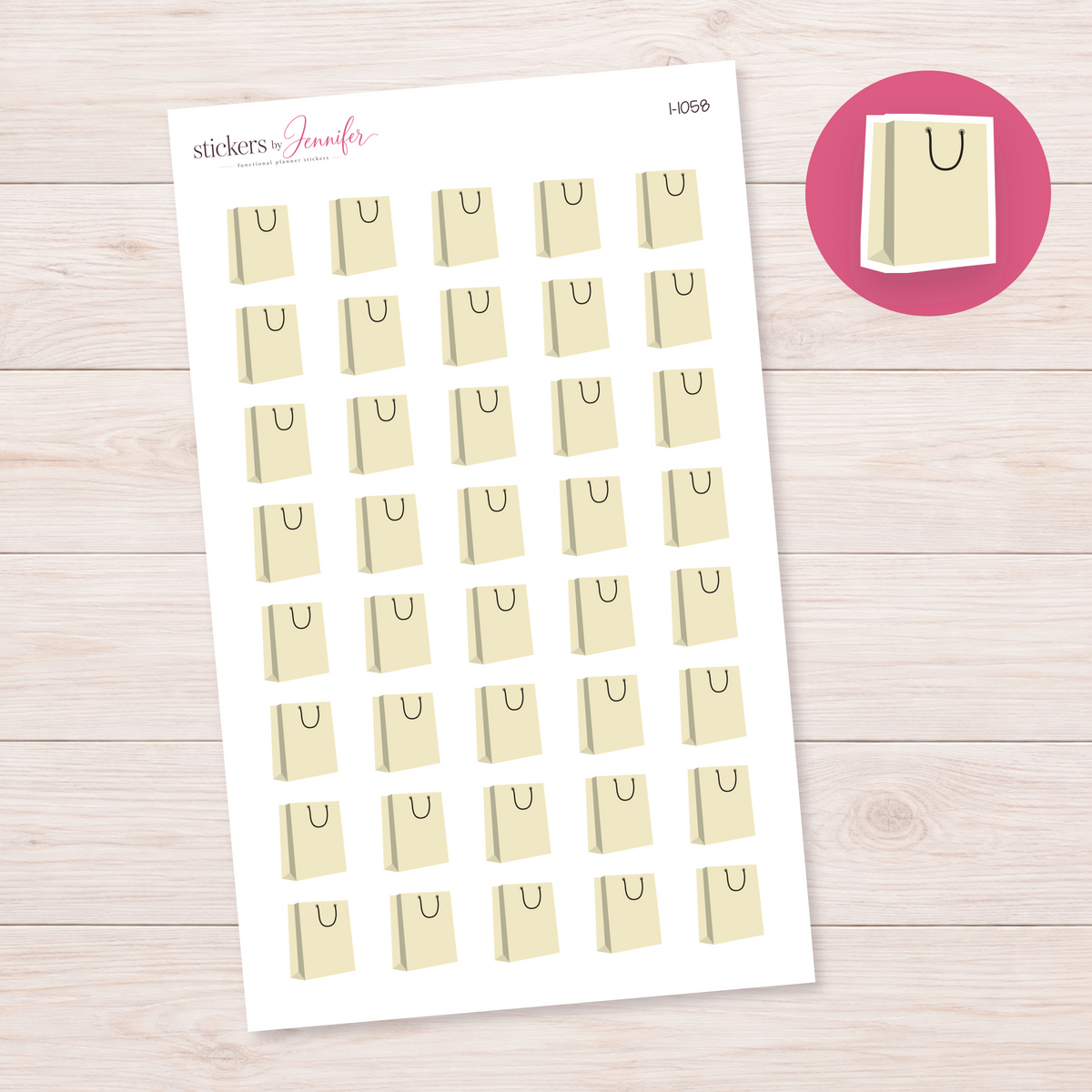 Cream Shopping Bag Planner Stickers | I-1058