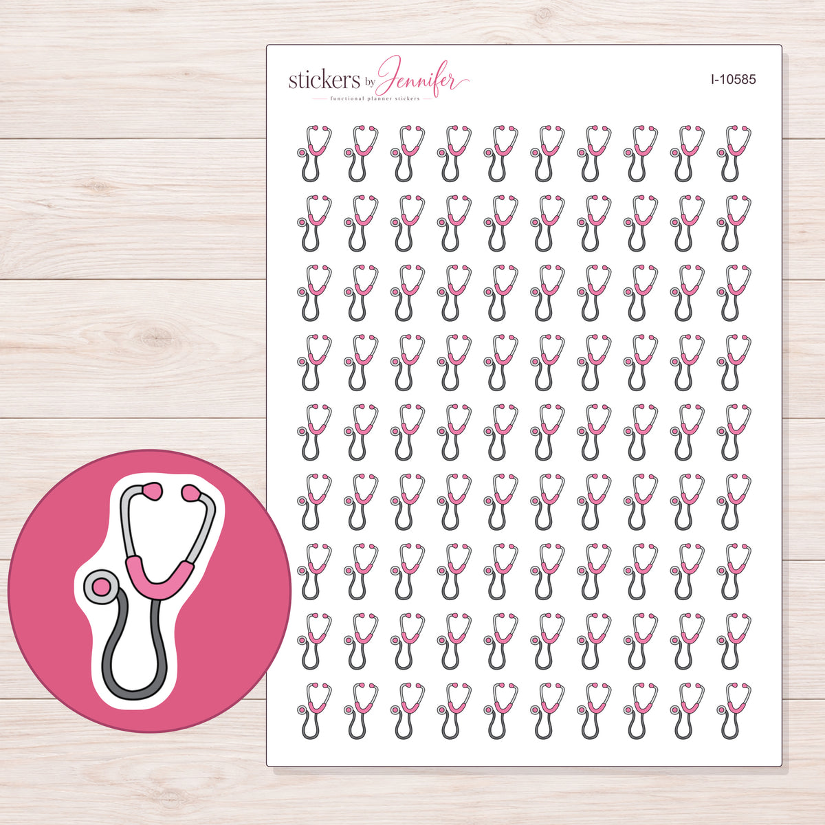 I-10585 planner sticker sheet with enlarged sticker detail