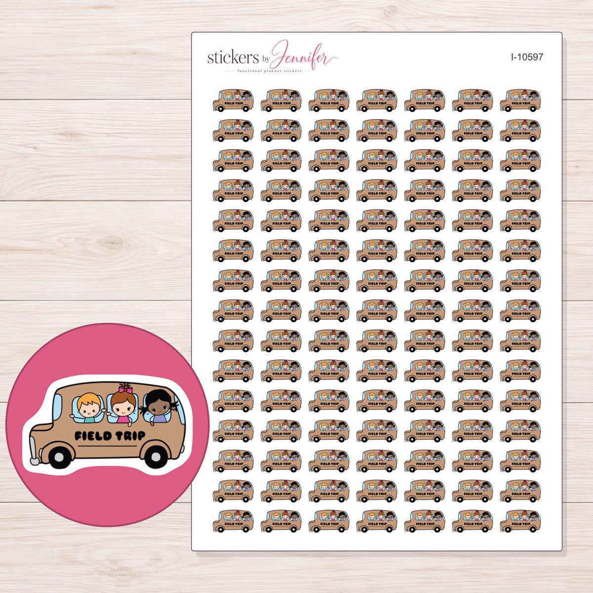 I-10597 planner sticker sheet with enlarged sticker detail