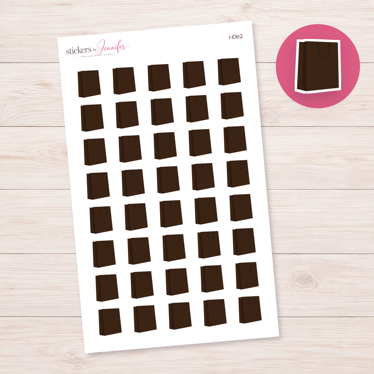 Brown Shopping Bag Planner Stickers | I-1062