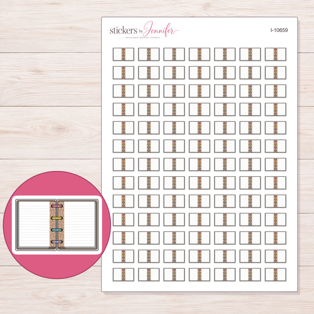 I-10659 planner sticker sheet with enlarged sticker detail