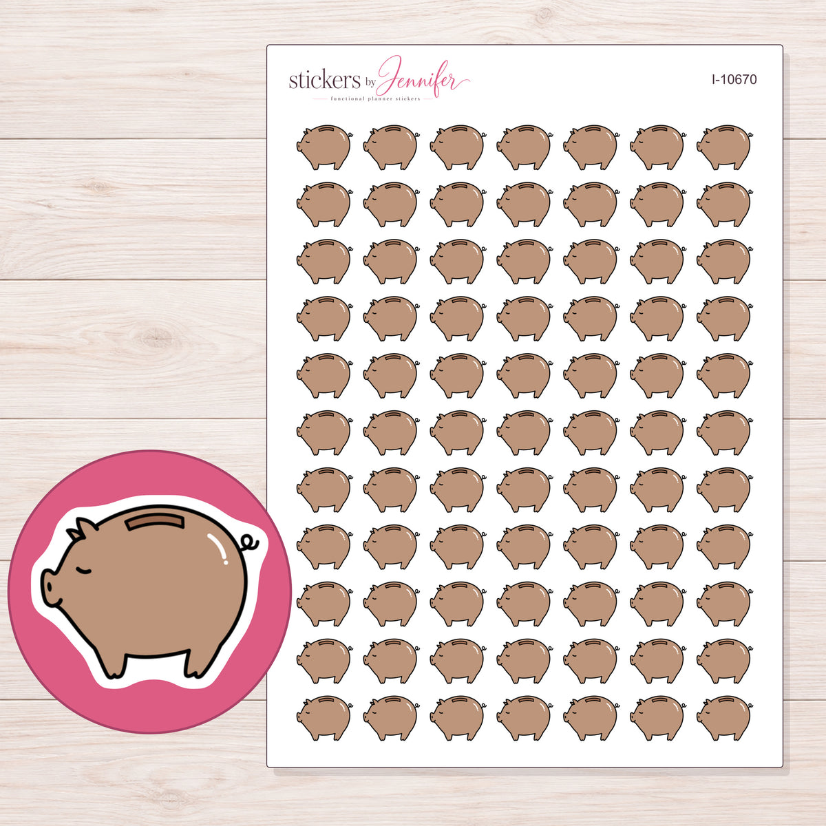 I-10670 planner sticker sheet with enlarged sticker detail
