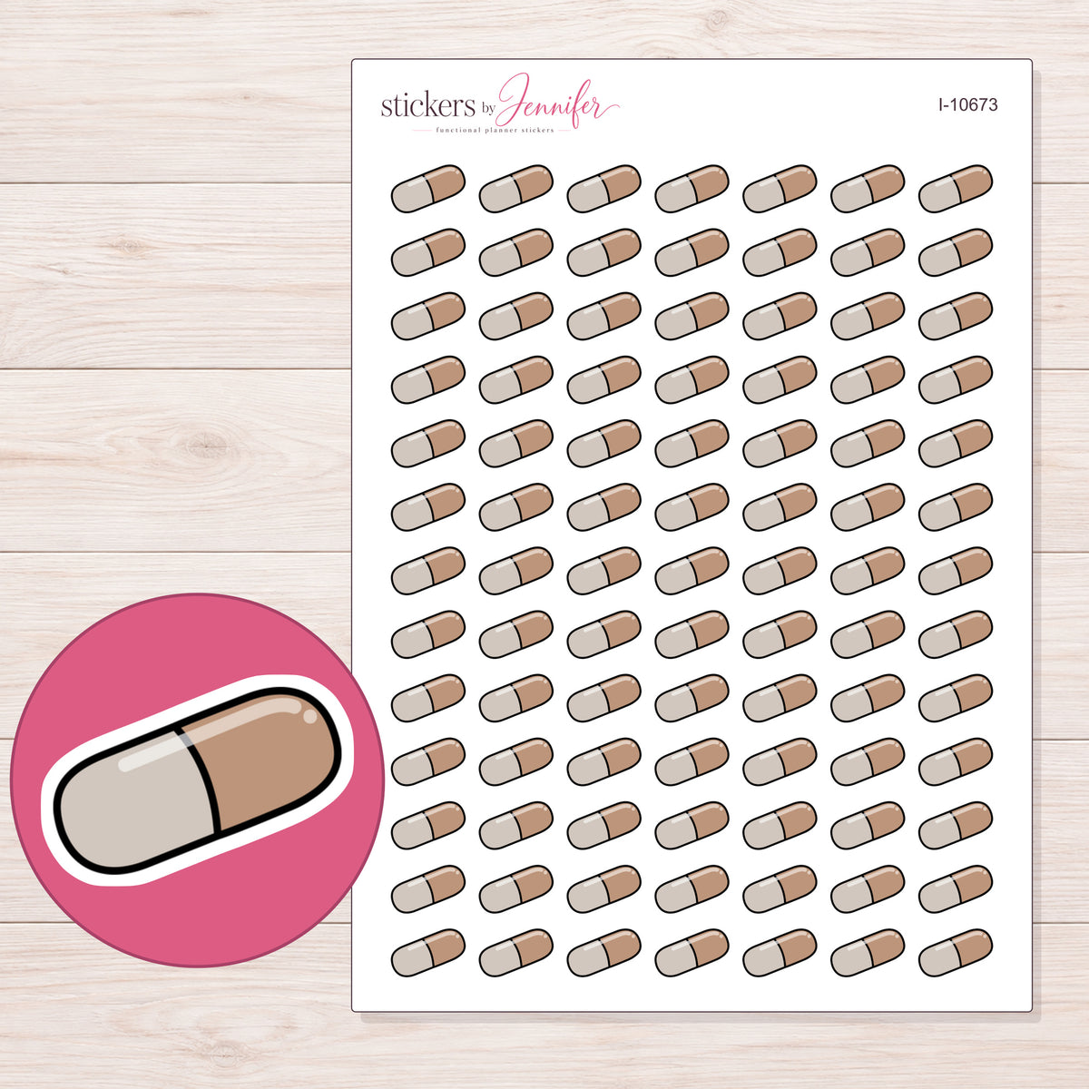 I-10673 planner sticker sheet with enlarged sticker detail
