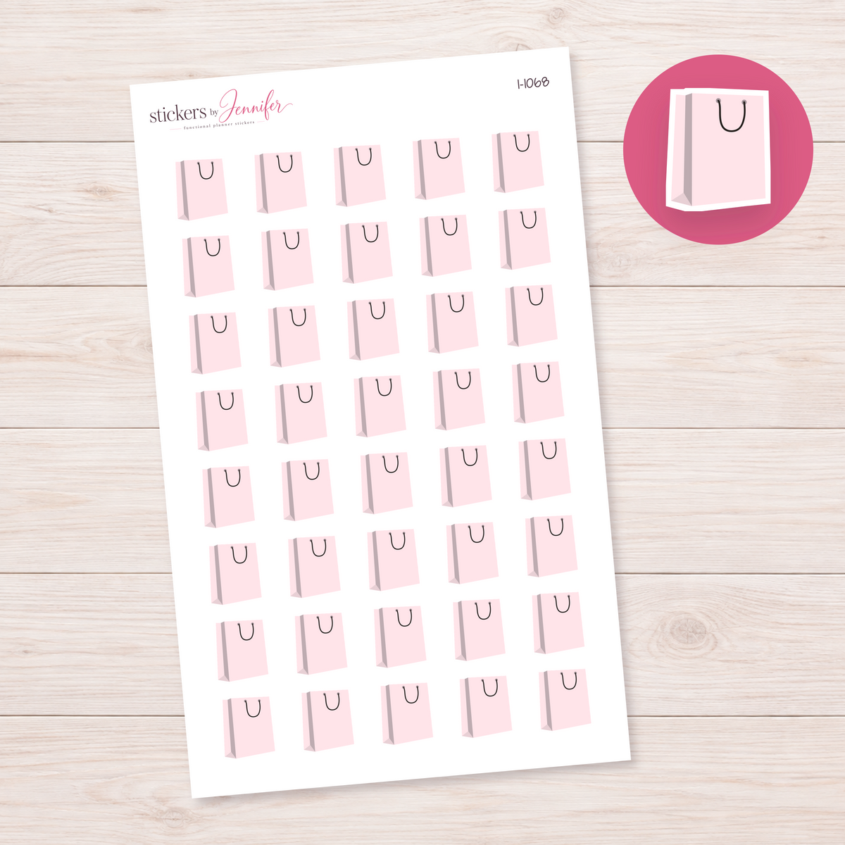 Soft Pink Shopping Bag Planner Stickers | I-1068