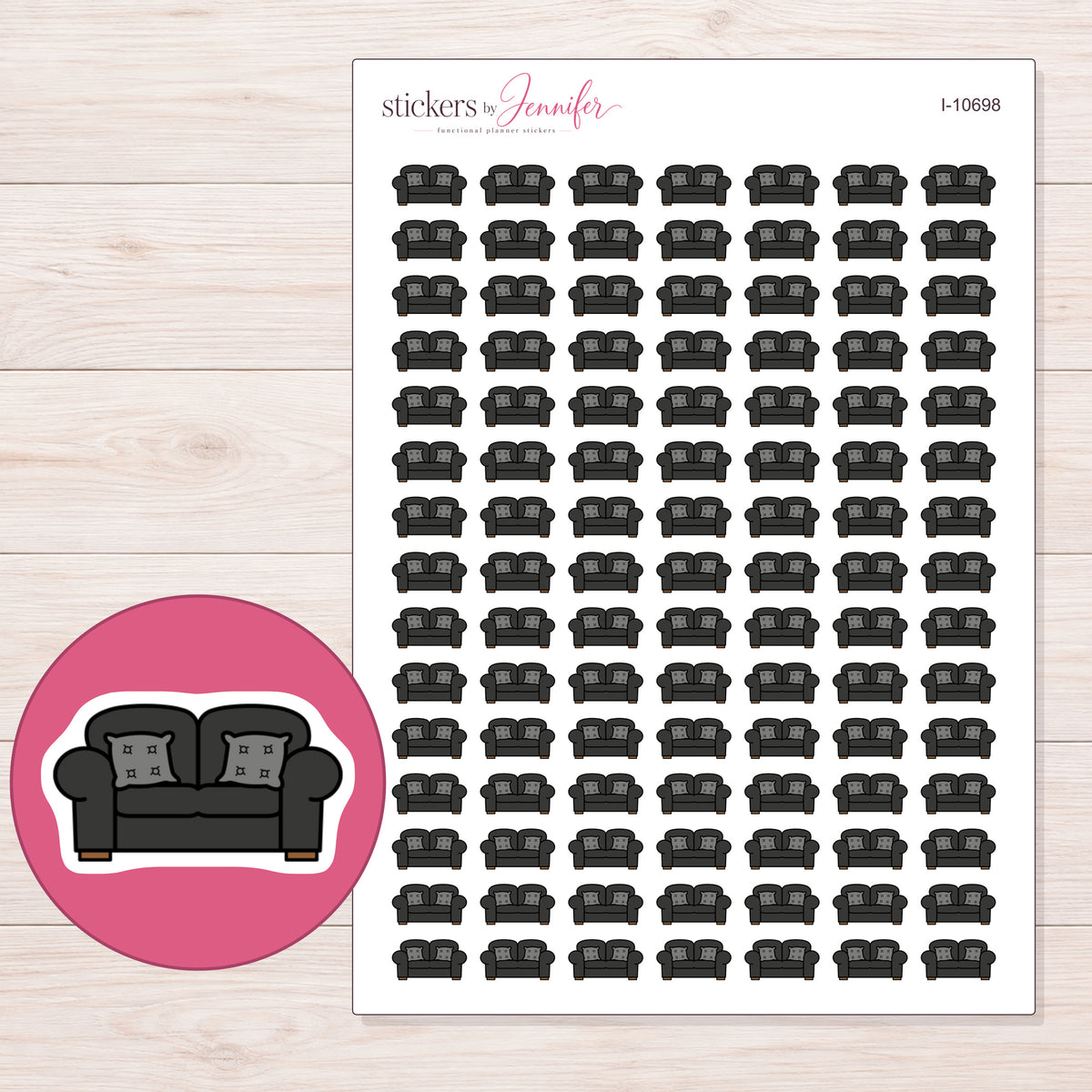 I-10698 planner sticker sheet with enlarged sticker detail