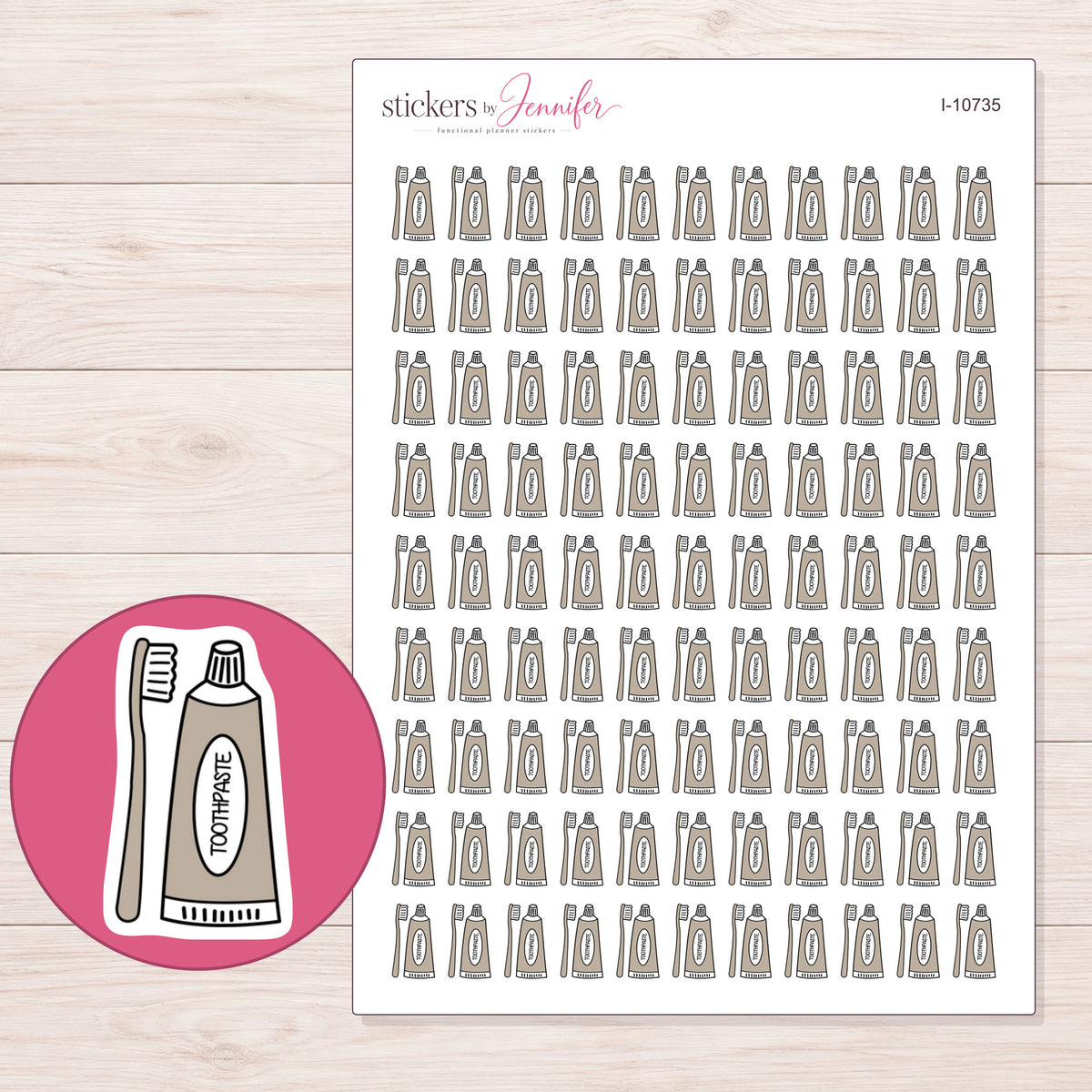 I-10735 planner sticker sheet with enlarged sticker detail