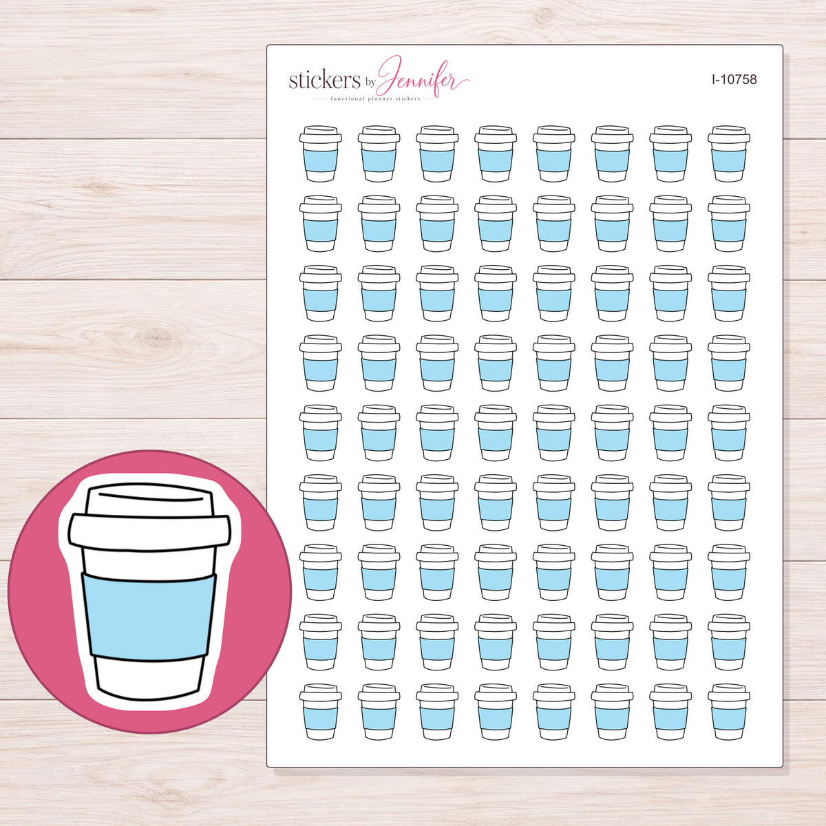I-10758 planner sticker sheet with enlarged sticker detail