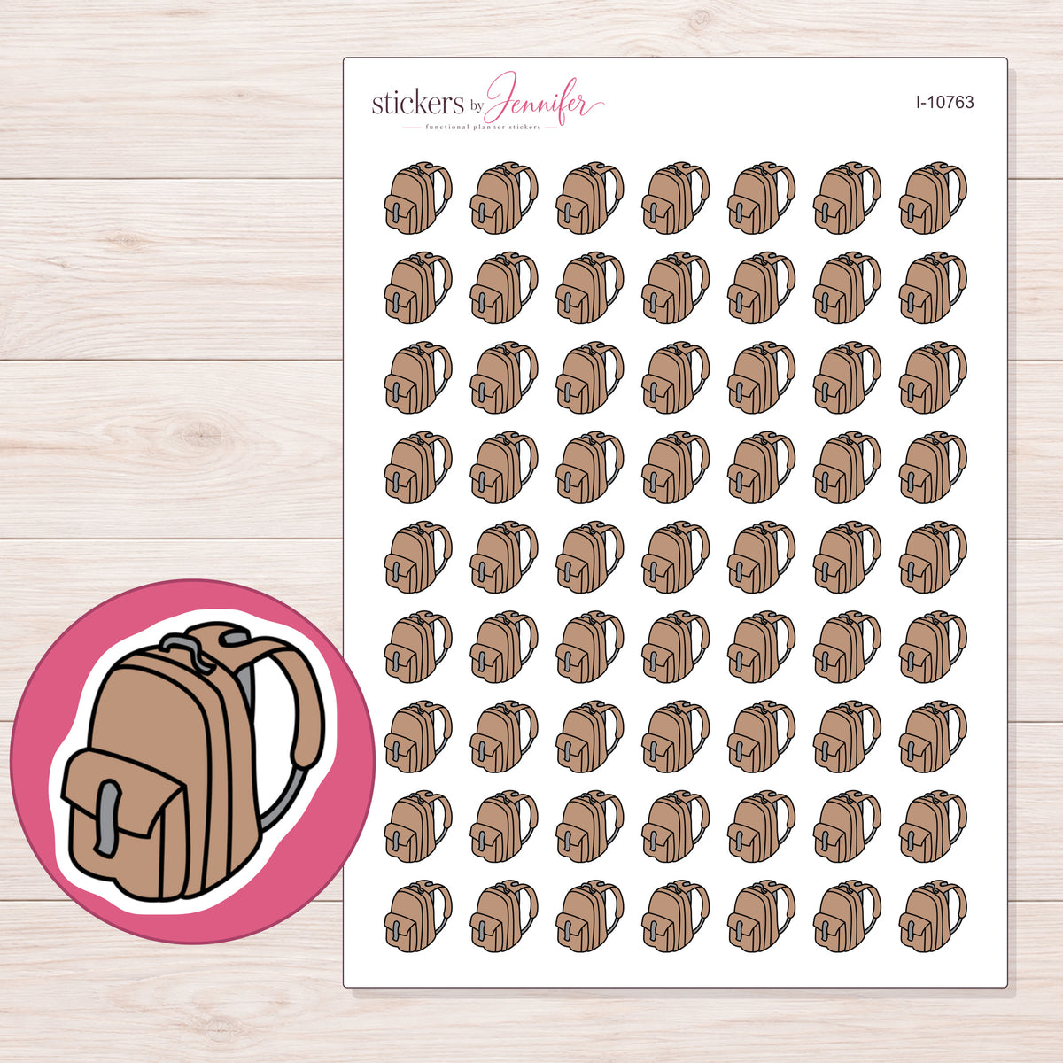 I-10763 planner sticker sheet with enlarged sticker detail