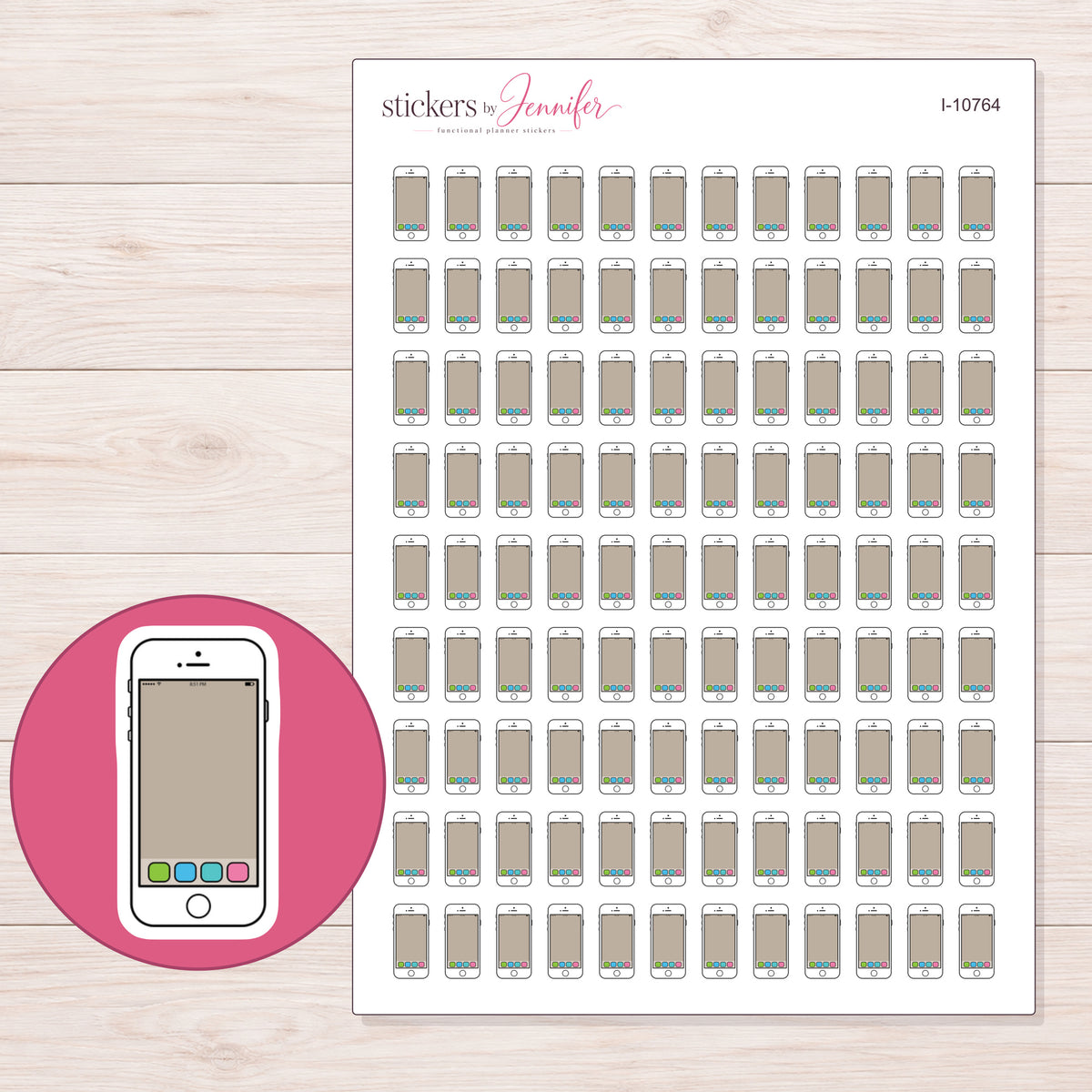 I-10764 planner sticker sheet with enlarged sticker detail