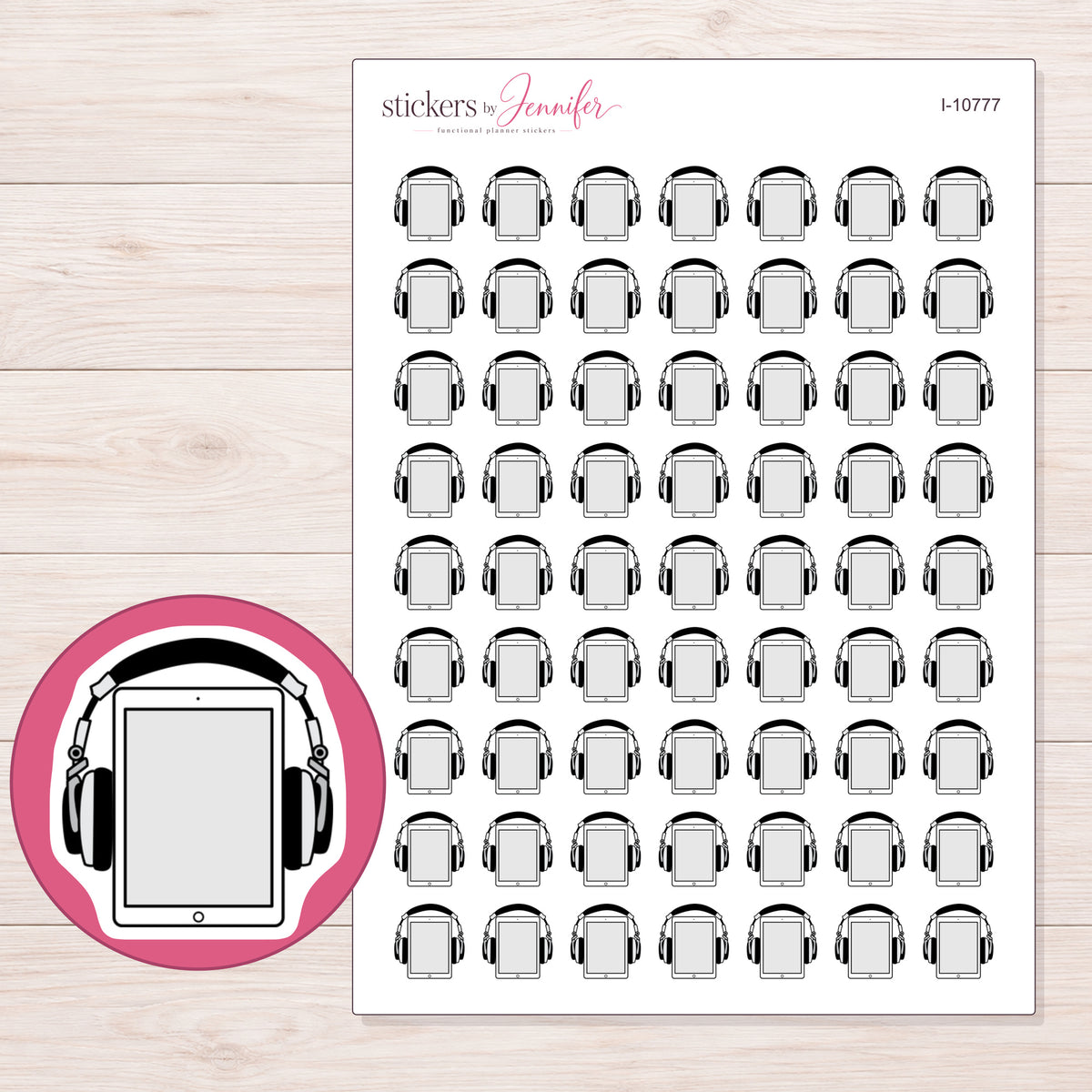 I-10777 planner sticker sheet with enlarged sticker detail
