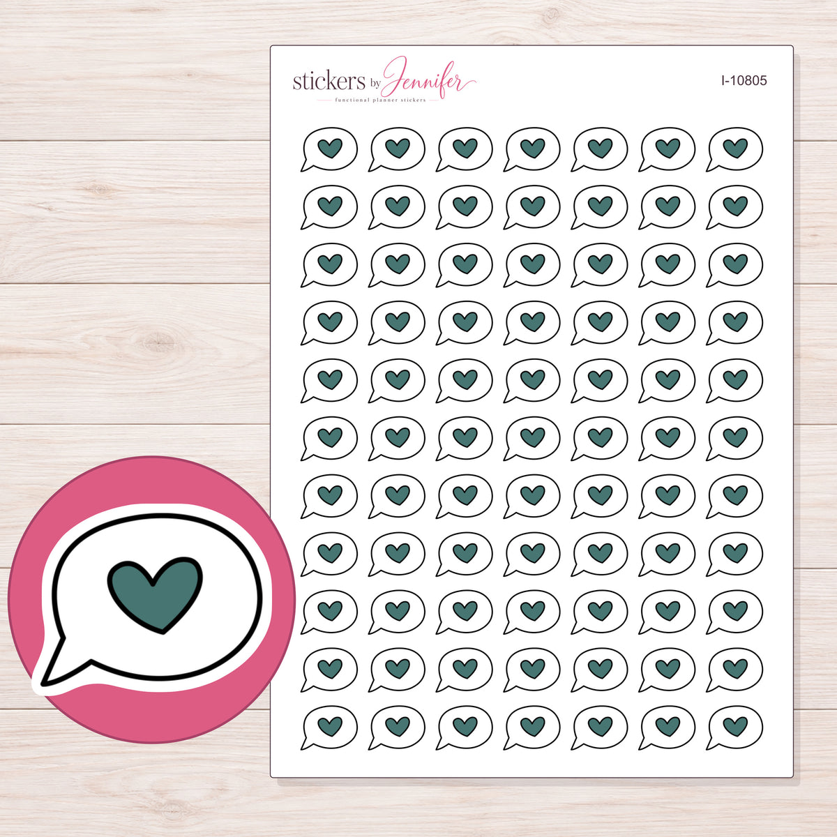 I-10805 planner sticker sheet with enlarged sticker detail