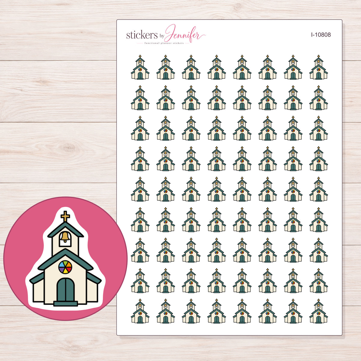 I-10808 planner sticker sheet with enlarged sticker detail
