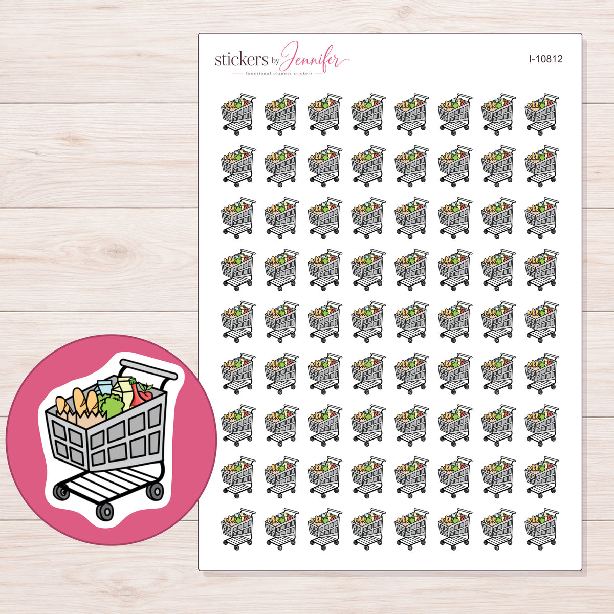 I-10812 planner sticker sheet with enlarged sticker detail
