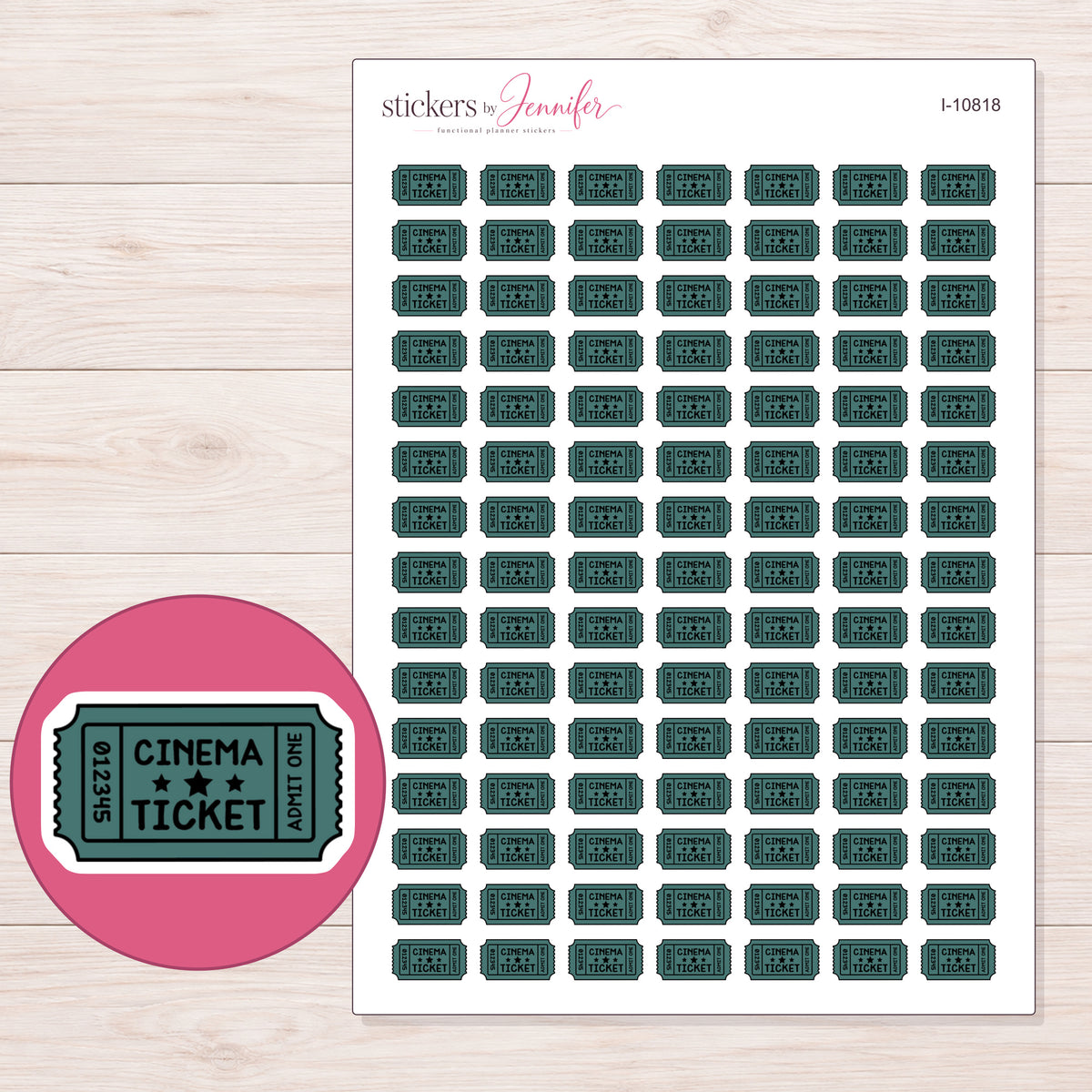 I-10818 planner sticker sheet with enlarged sticker detail